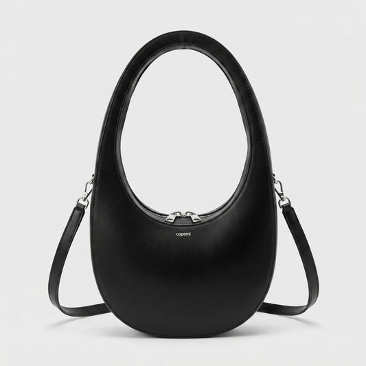 Architectural Leather Moon Bag