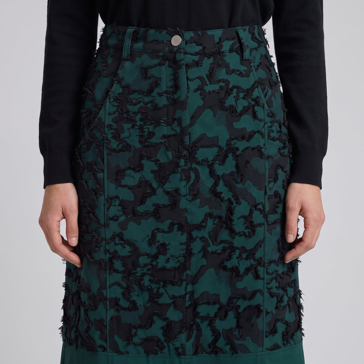 Textured Panel Midi Skirt