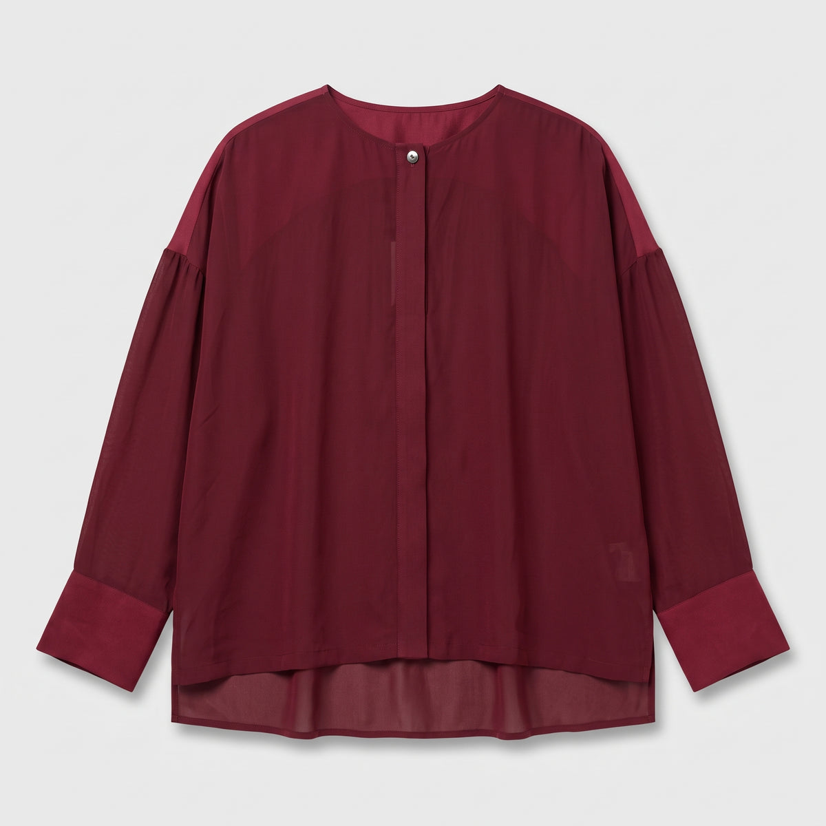 Burgundy Sheer Button Down Blouse
