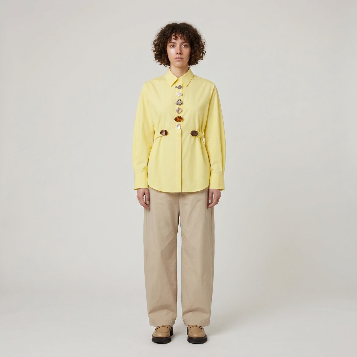 Button Embellished Pastel Poplin Shirt