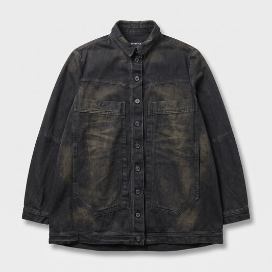 Distressed Washed Denim Overshirt