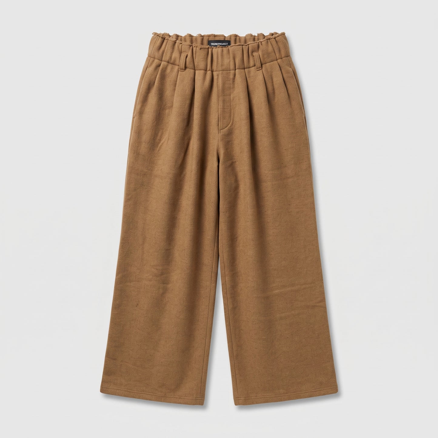 Camel Pleated Wide-Leg Trousers