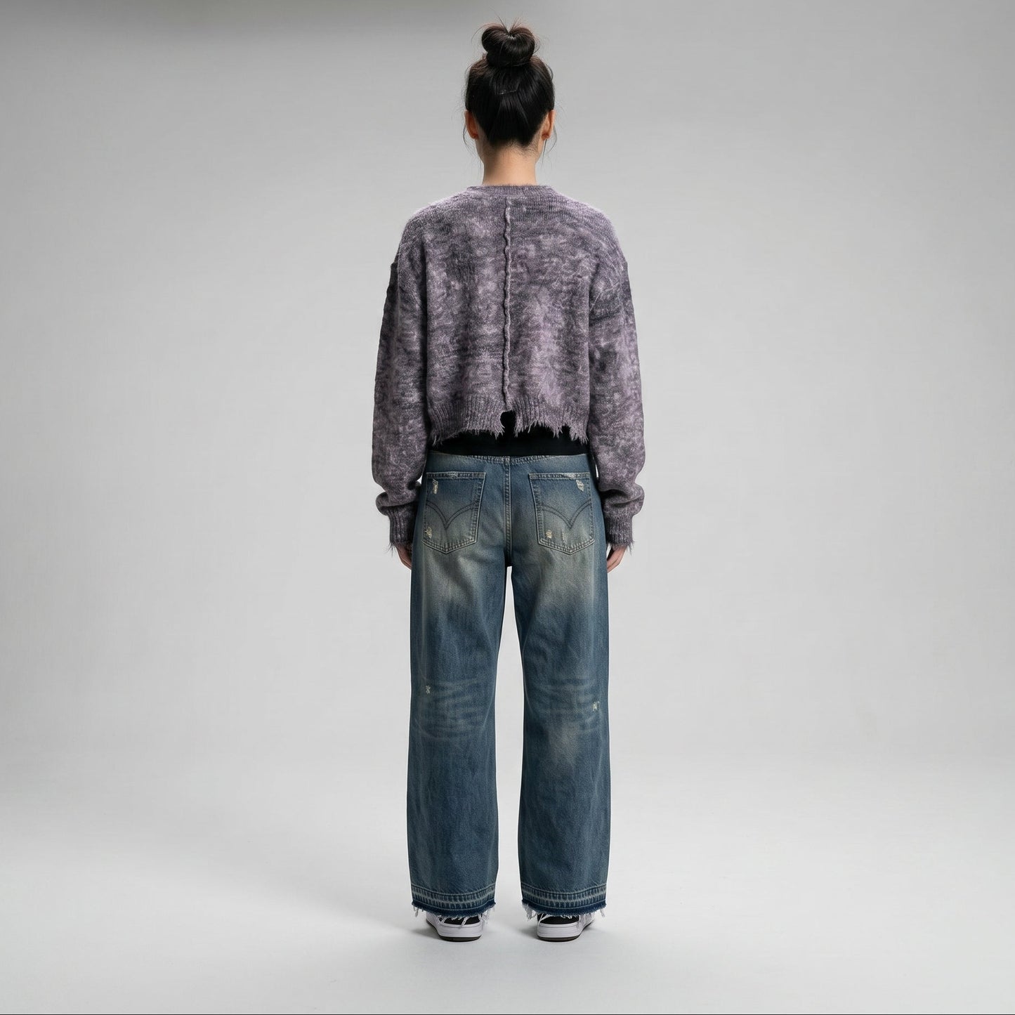 Distressed Textured Button-Down Cardigan