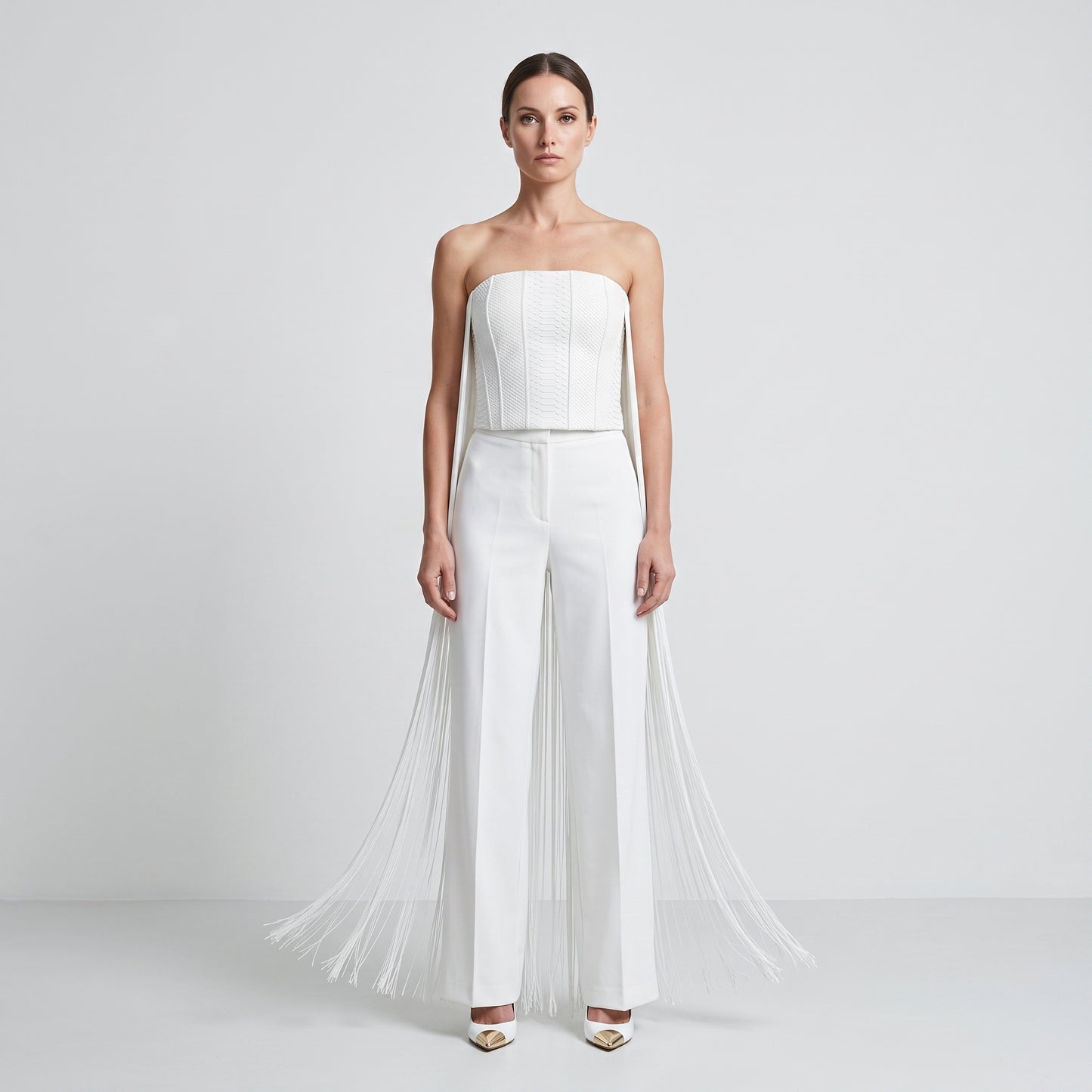 Structured Fringed Bandeau Top