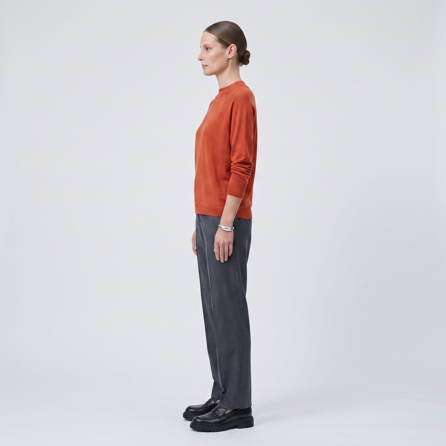 Rust Crew Neck Knit Sweater