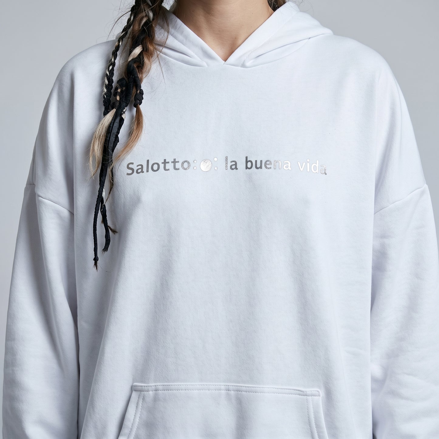 Embroidered White Oversized Hoodie