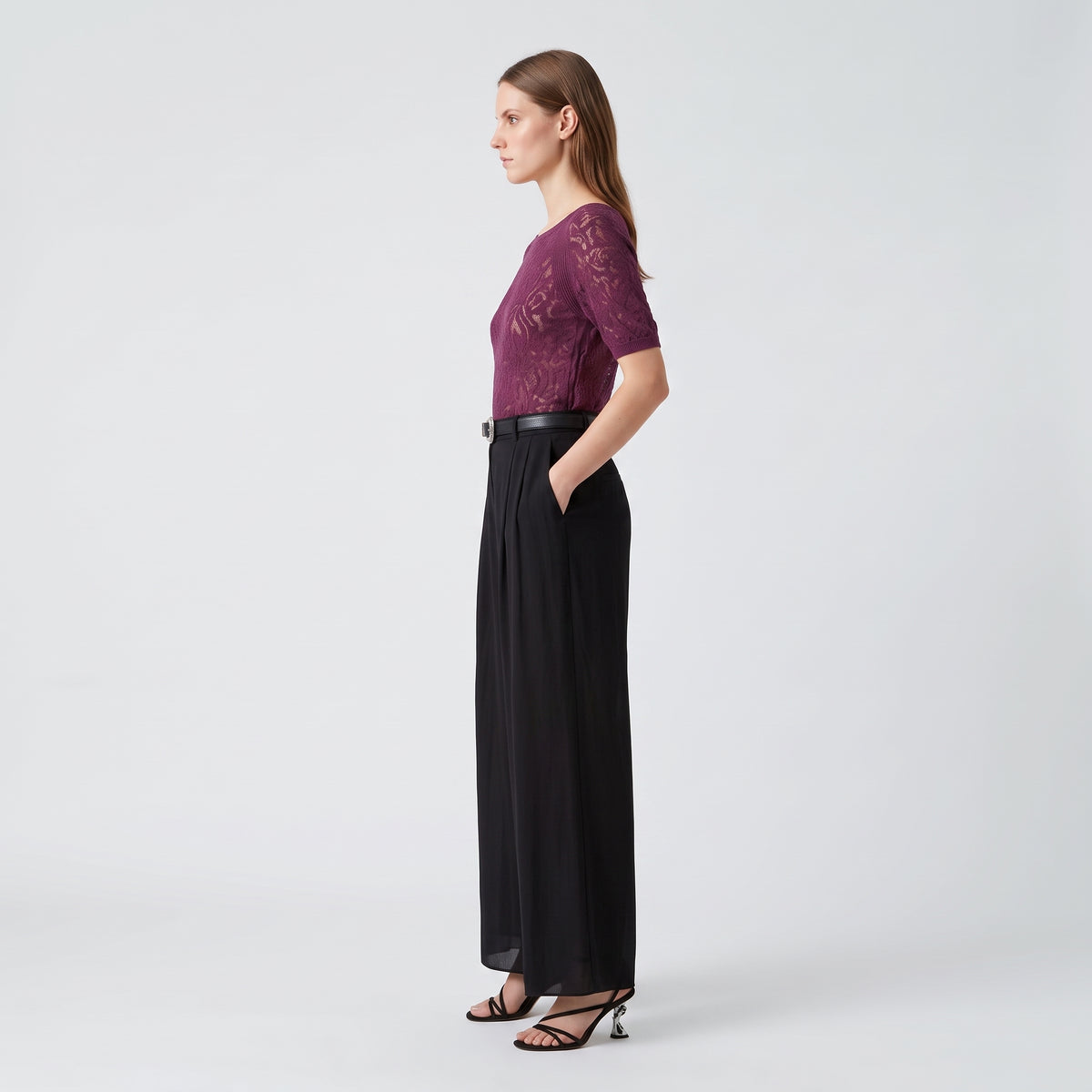 Elegant Burgundy Floral Lace Top