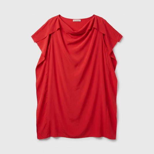 Draped Cowl Neck Red Dress