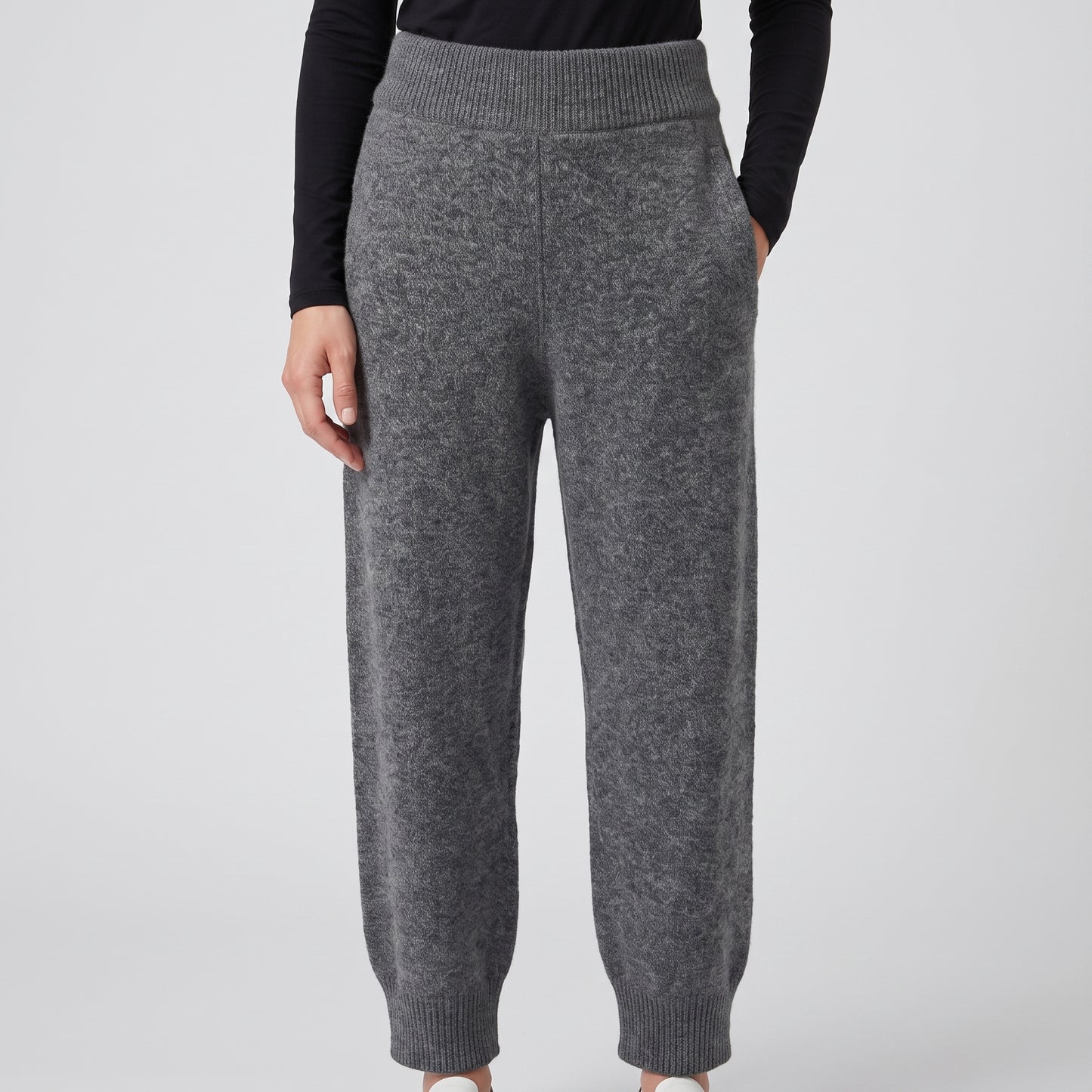 Grey Wool Knit Joggers