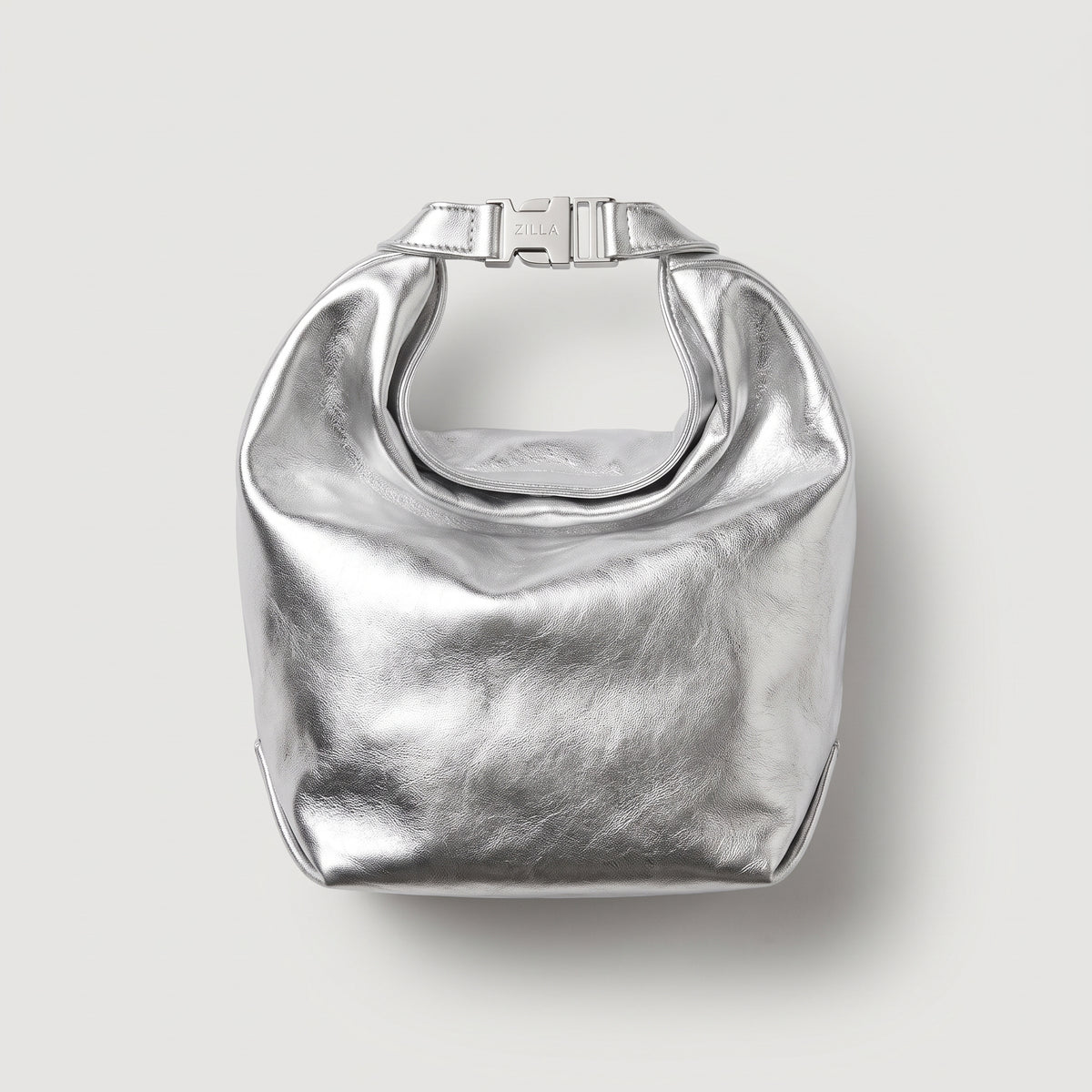Metallic Silver Buckle Handbag