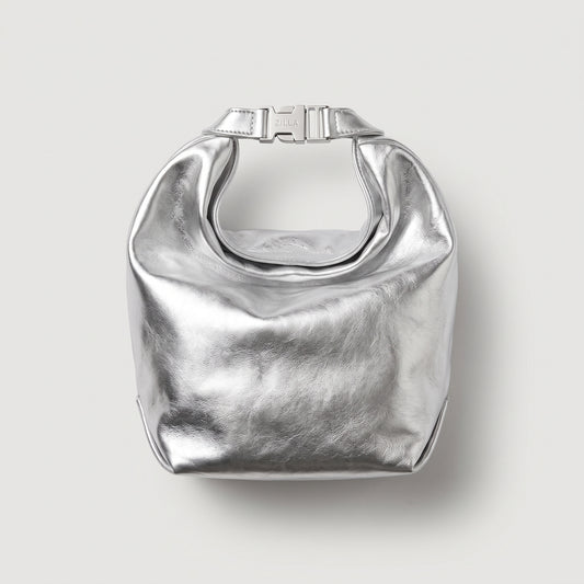 Metallic Silver Buckle Handbag