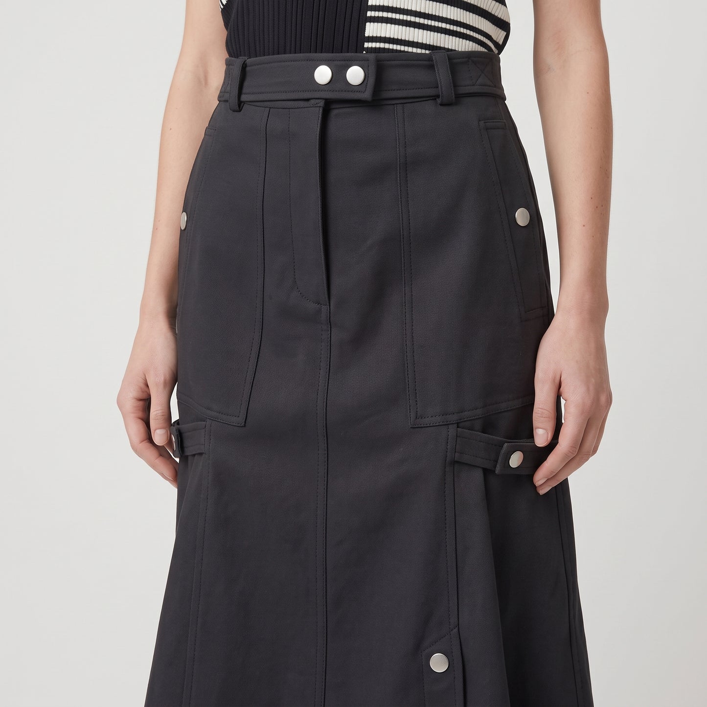 Structured Utility Midi Skirt