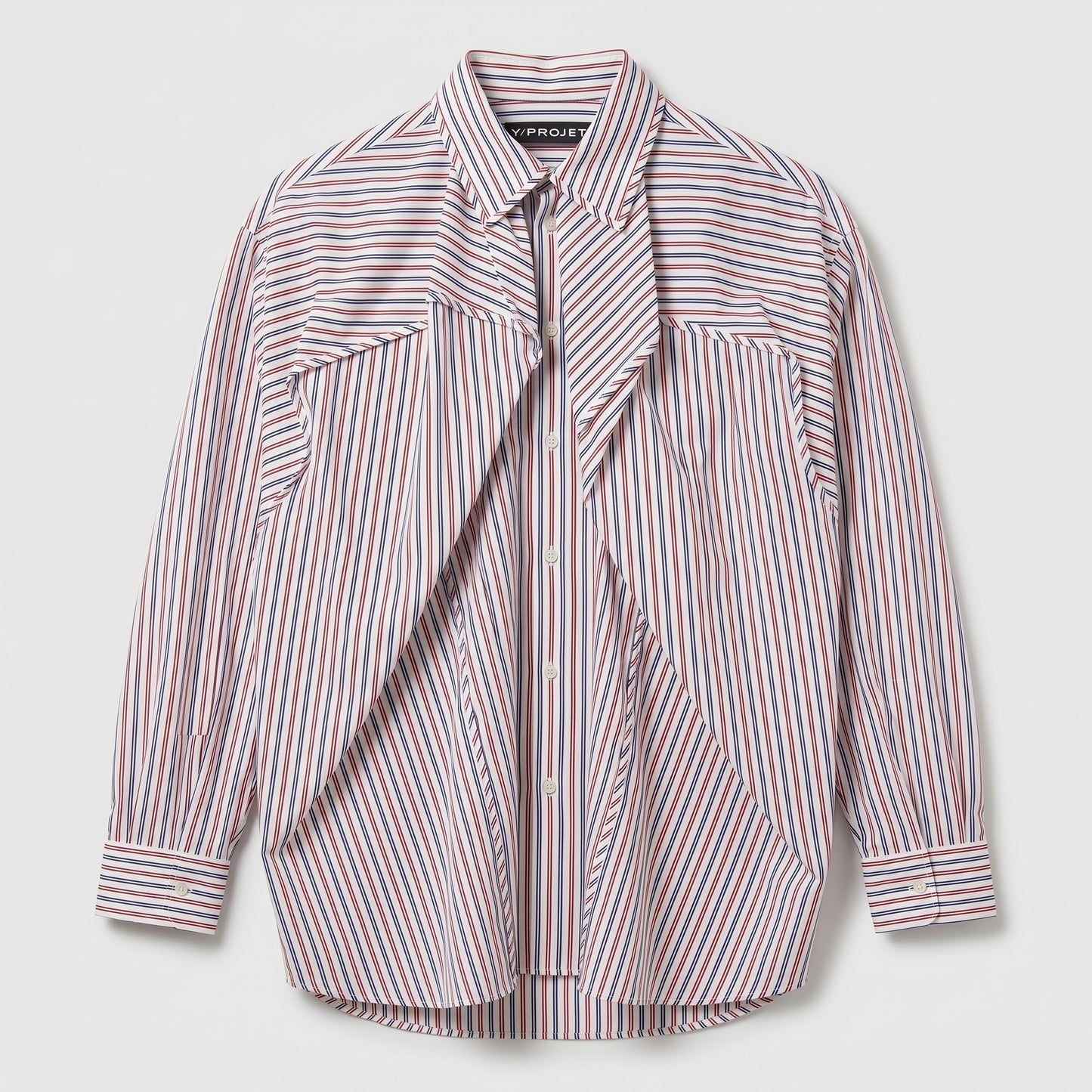 Deconstructed Striped Button-Up Shirt