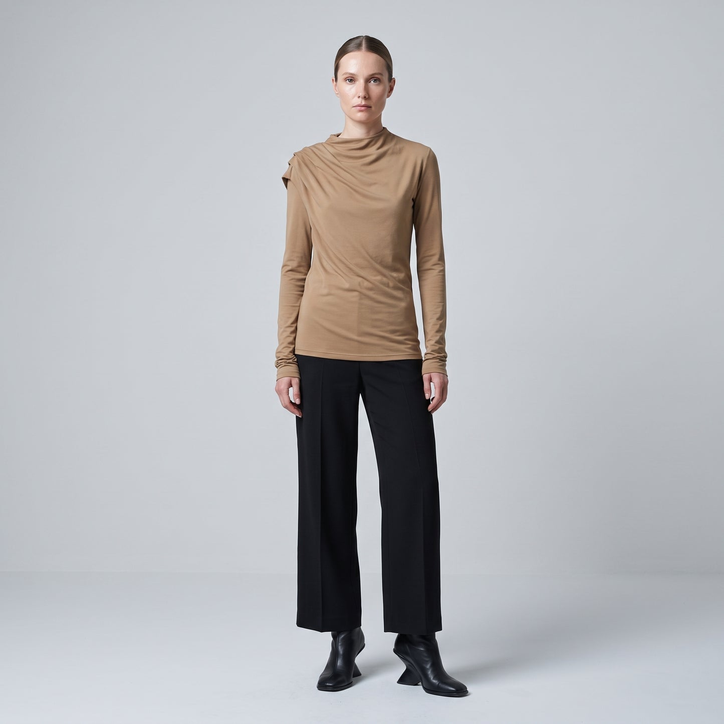 Ruched Long Sleeve Jersey Top