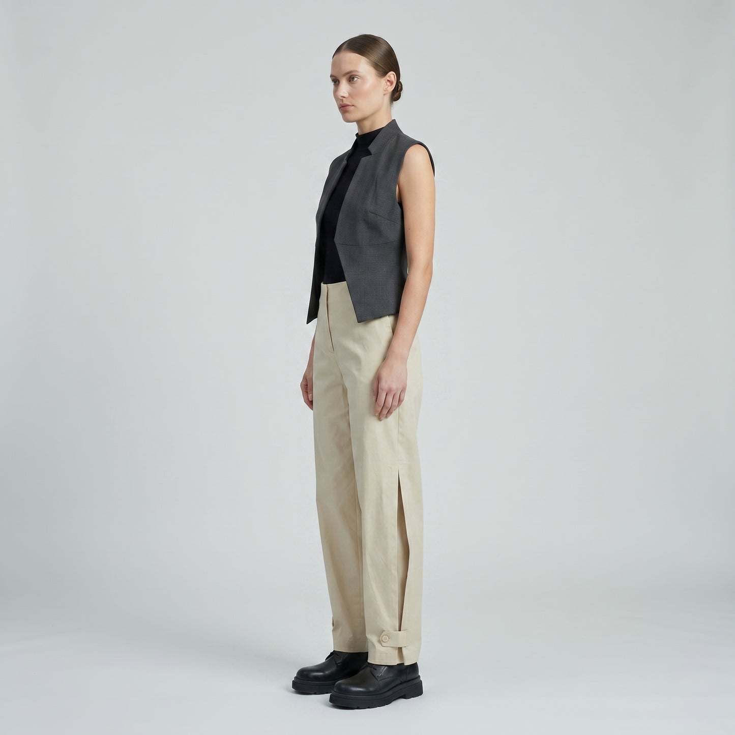 High-Waisted Split-Ankle Trousers