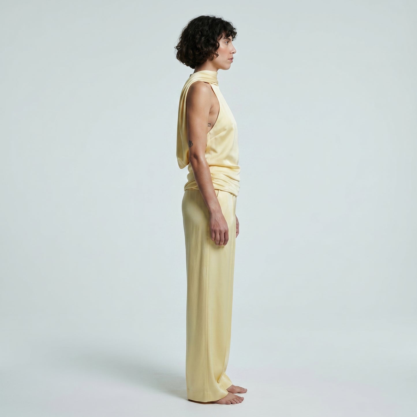 Sleeveless Draped Mock Neck Top