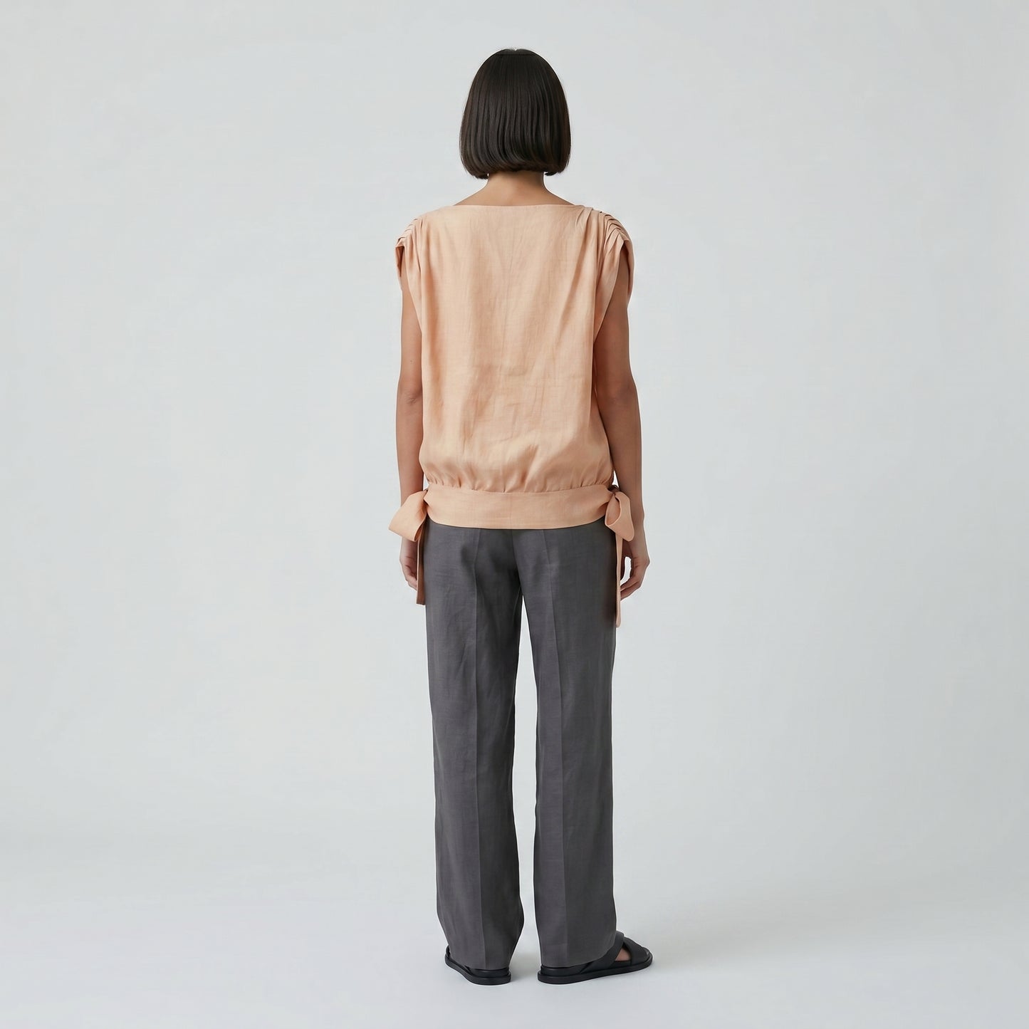 Linen Side Tie Crop Top