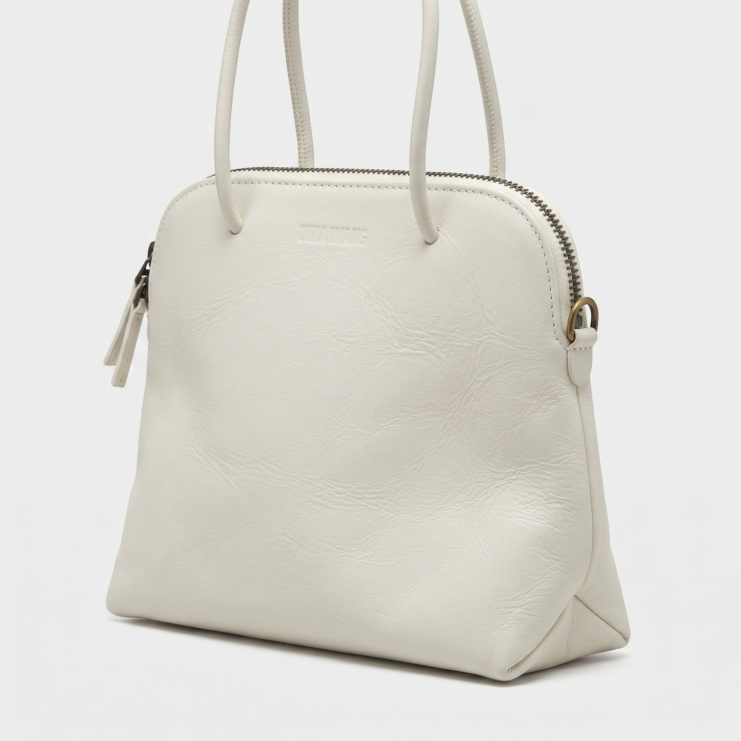 Structured Leather Top Handle Bag