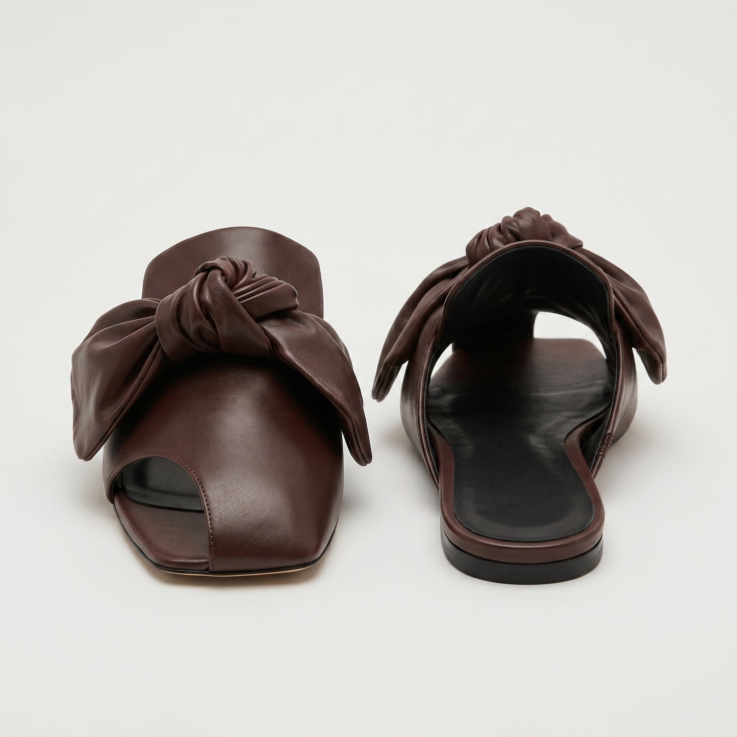 Knotted Leather Slide Mules