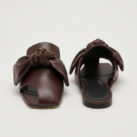 Knotted Leather Slide Mules