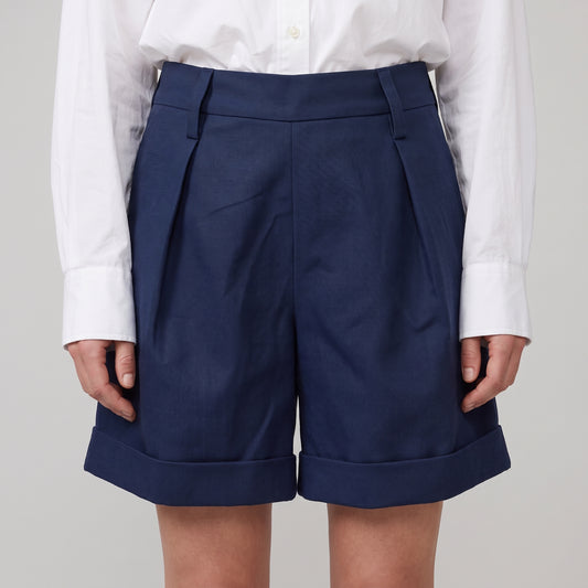 Tailored Navy Cuffed Shorts