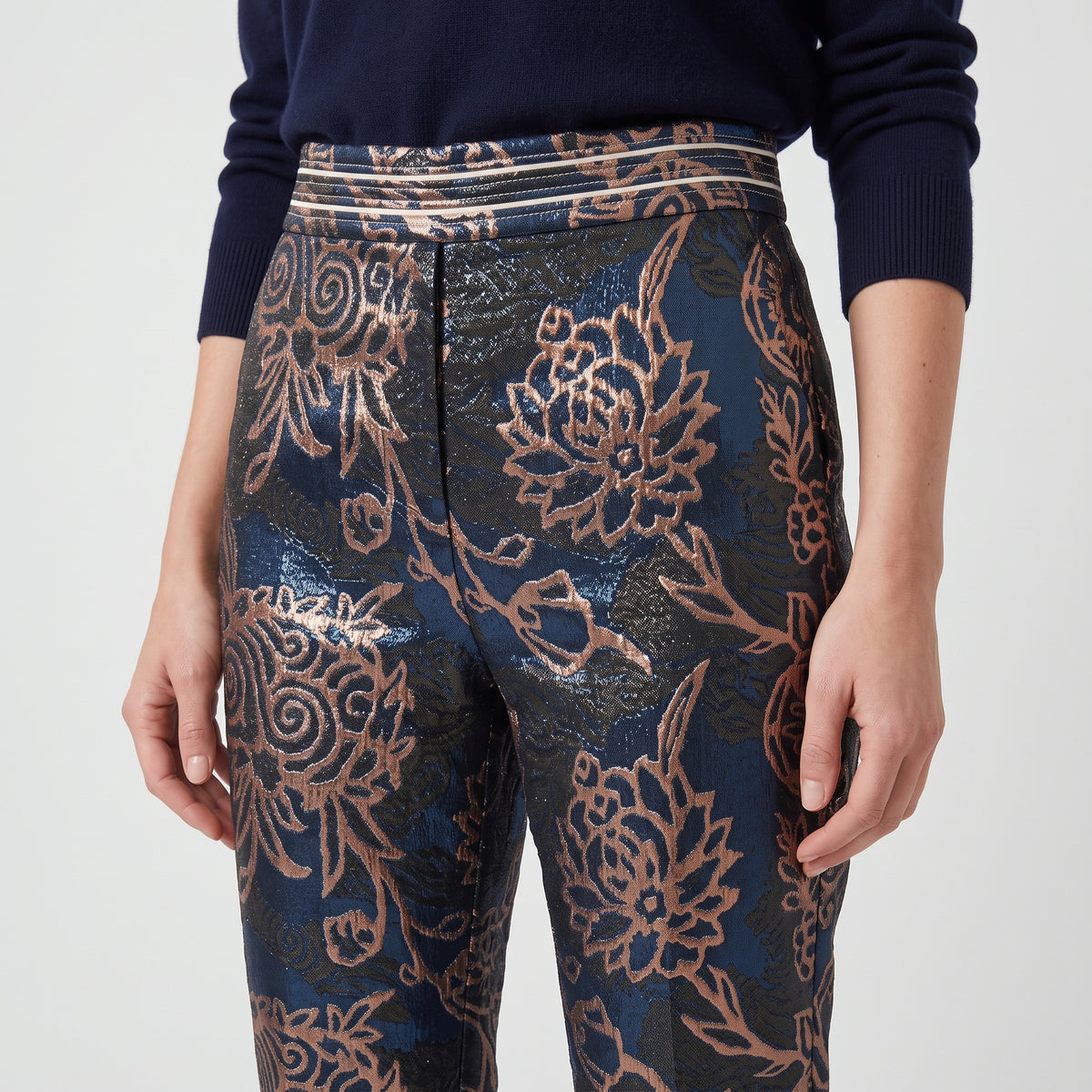 Floral Brocade Tailored Trousers