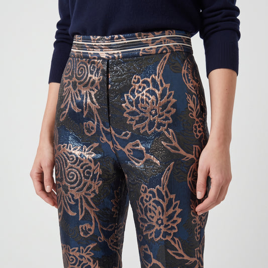 Floral Brocade Tailored Trousers