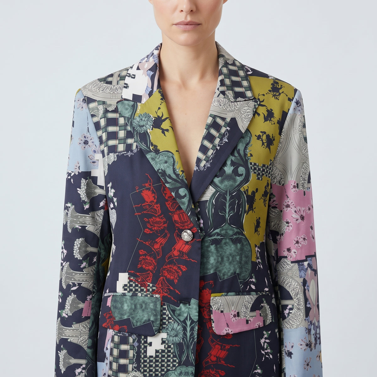 Patchwork Print Tailored Blazer