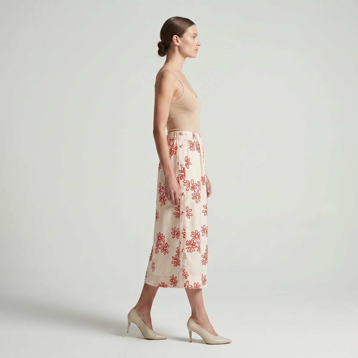 Floral Embroidered Midi Skirt