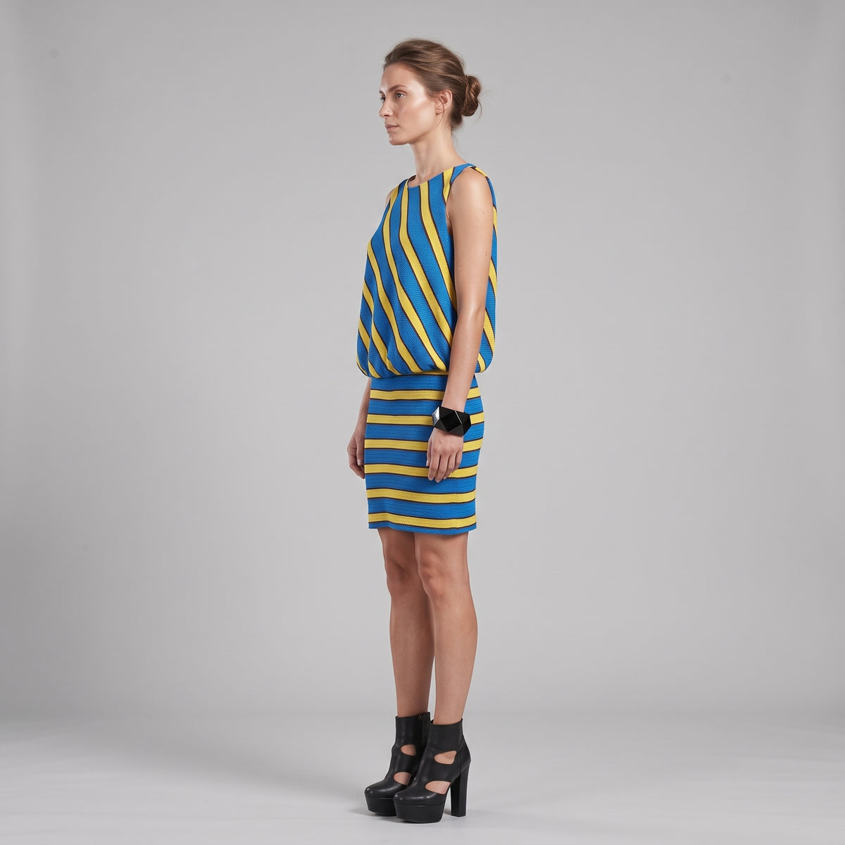 Striped Knit Sleeveless Dress