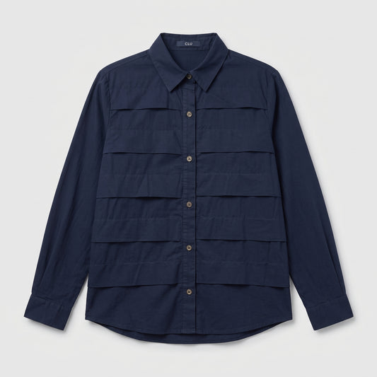 Layered Navy Button-Down Shirt