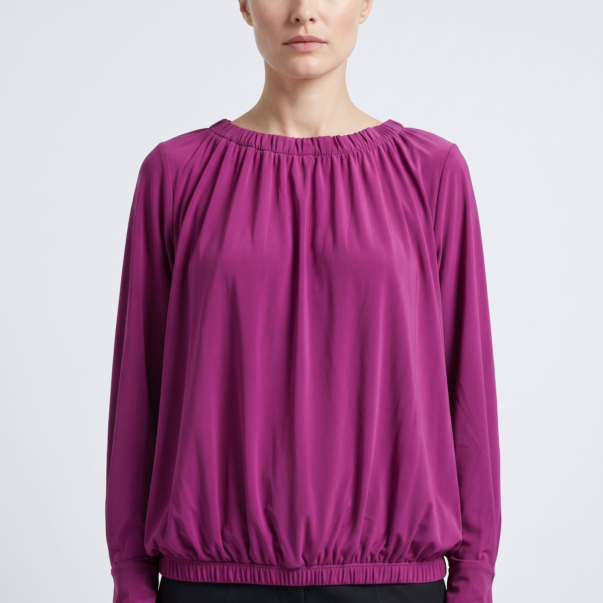 Vibrant Gathered Long Sleeve Blouse