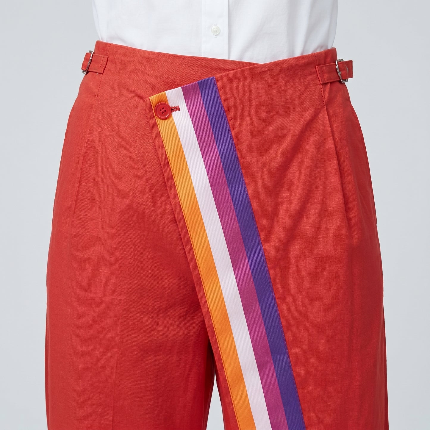 Asymmetric Striped Red Trousers