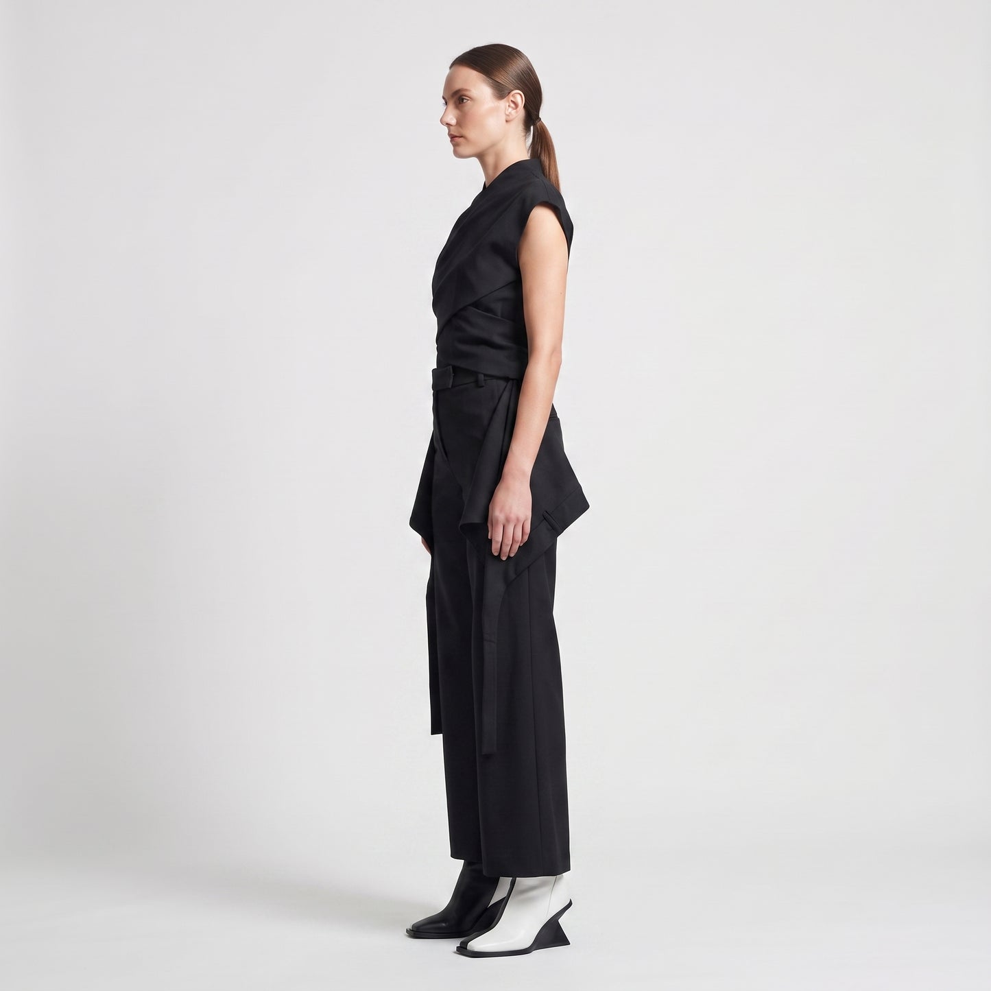 Structured Drape Detail Trousers
