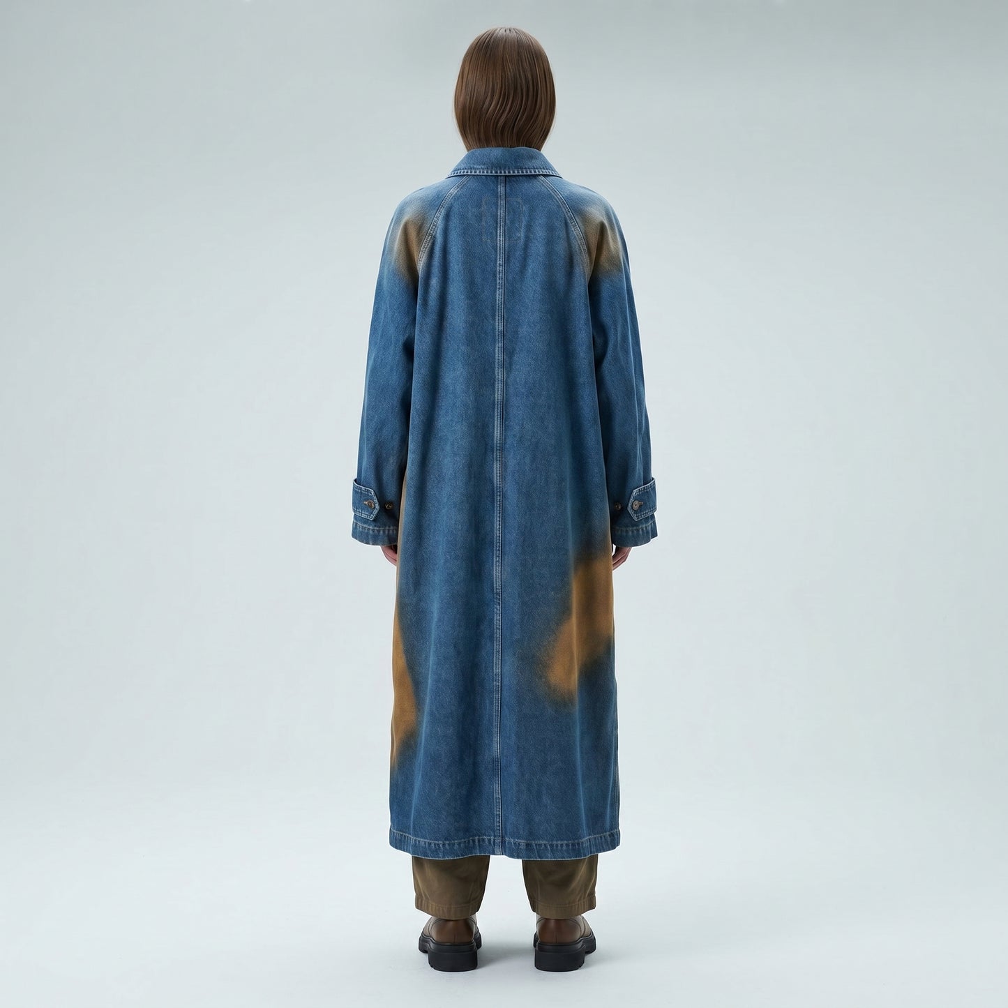 Distressed Denim Trench Coat