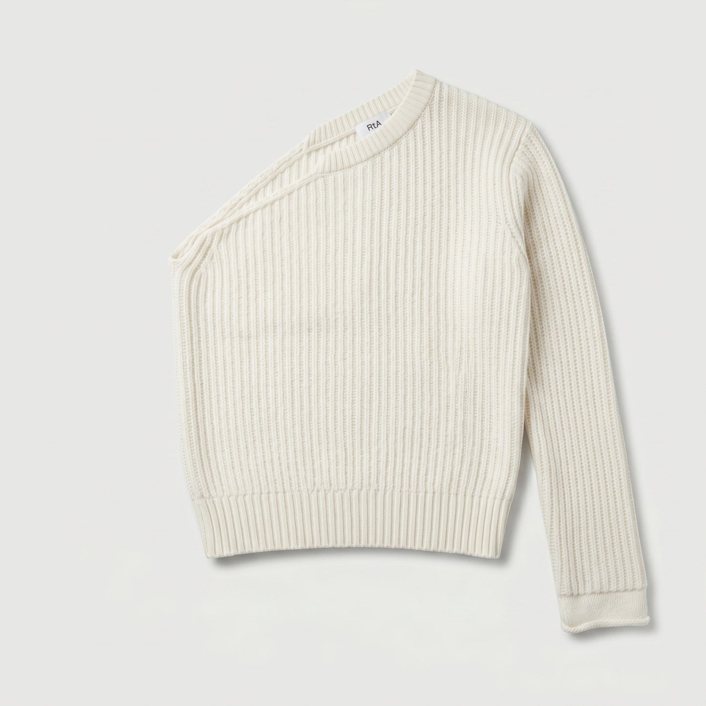 One-Shoulder Ribbed Knit Sweater