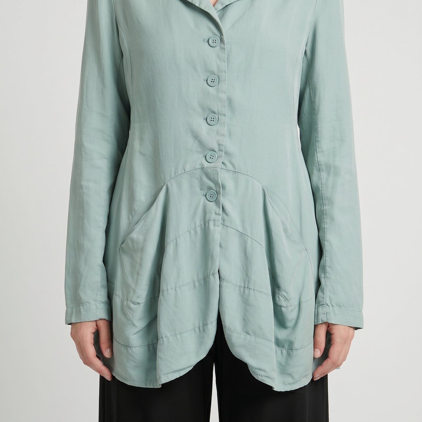 Flared Peplum Buttoned Jacket