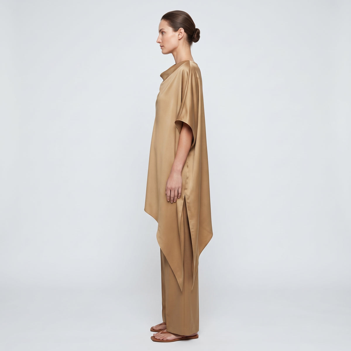 Draped Satin Asymmetric Top