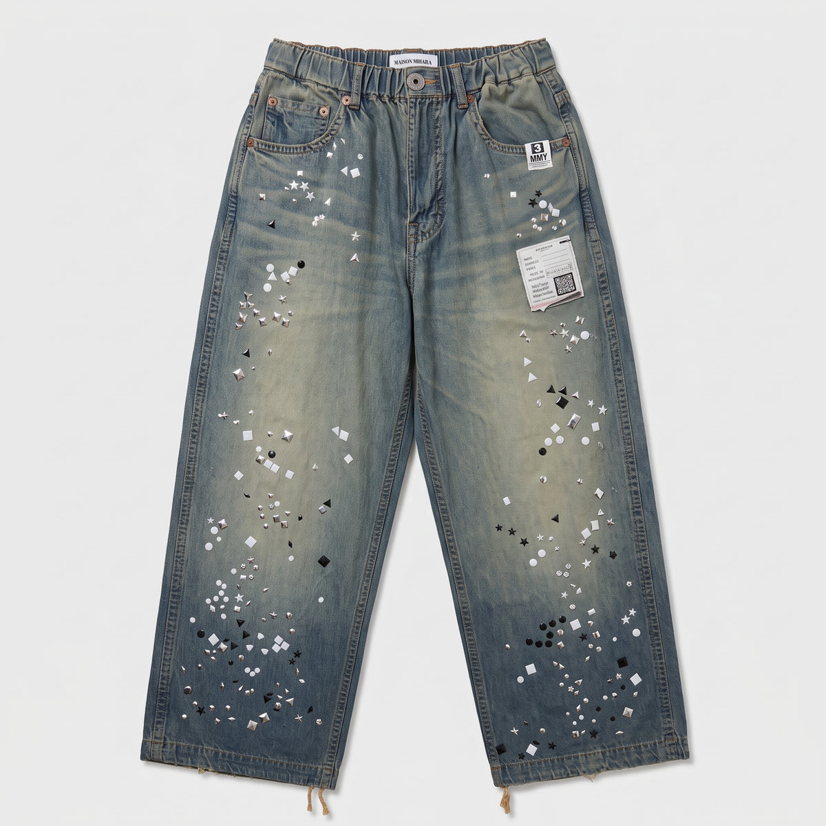 Studded Embellished Wide Leg Denim