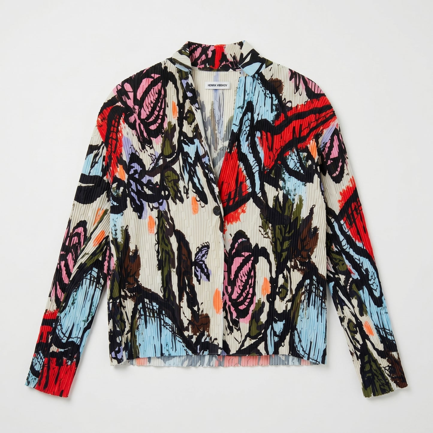Abstract Print Pleated Jacket
