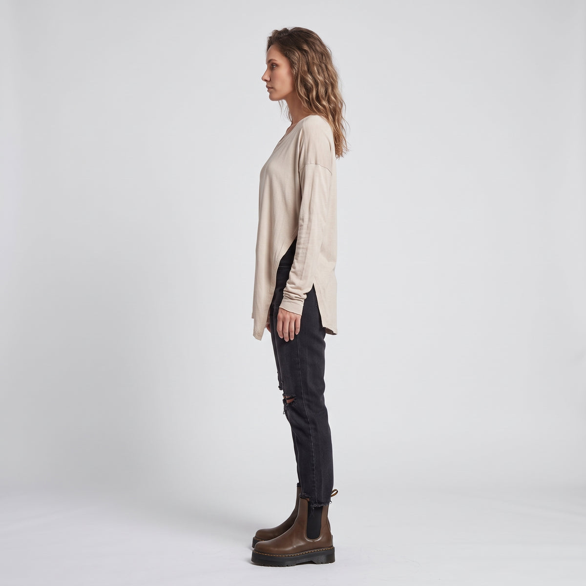 Layered Hem Long Sleeve Tee