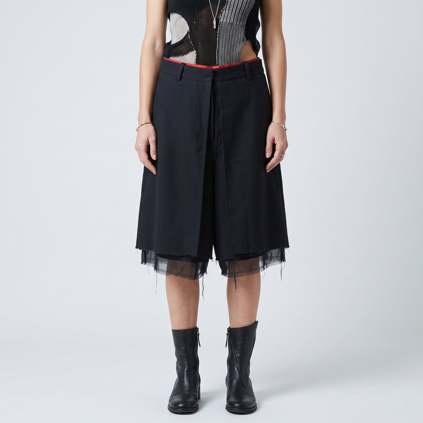 Tailored Black Layered Shorts