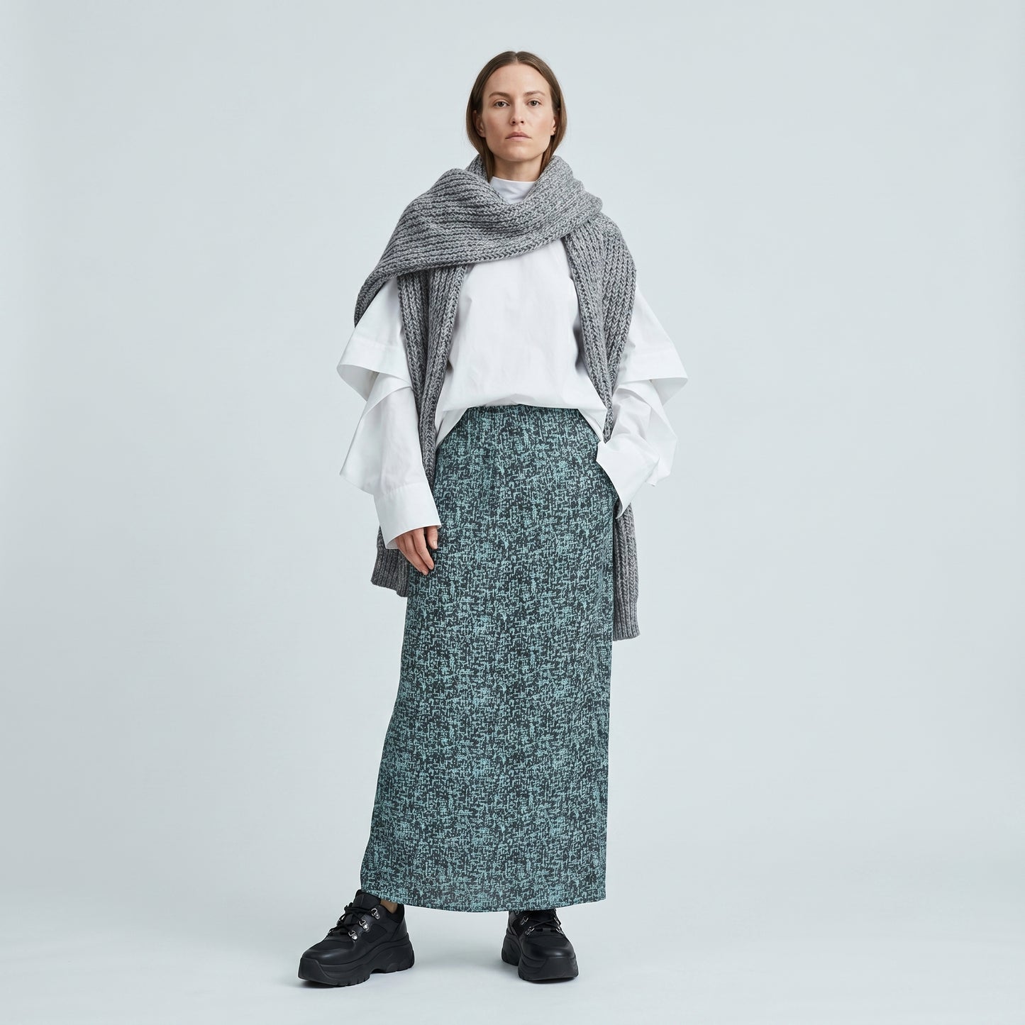 Abstract Print A-Line Skirt