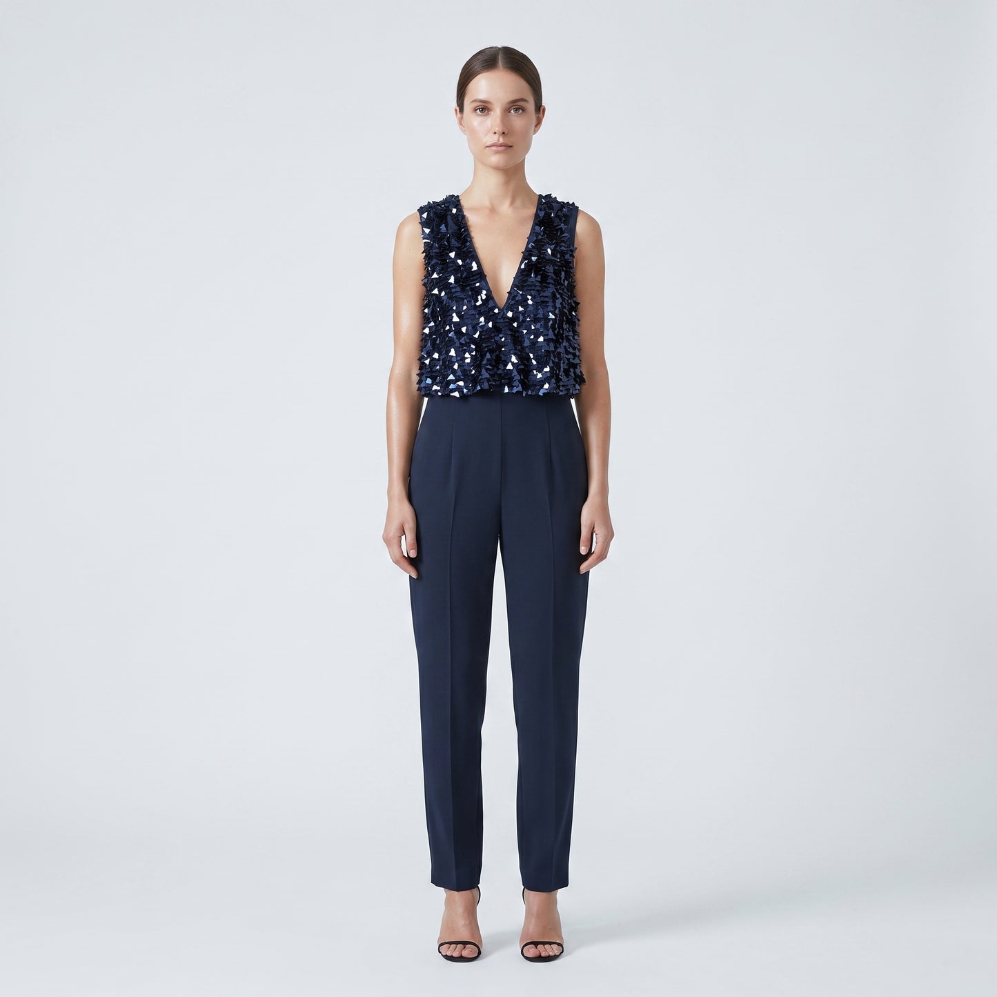 Embellished Navy Evening Jumpsuit