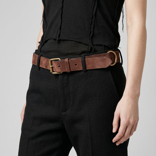 Textured Brown Leather Belt