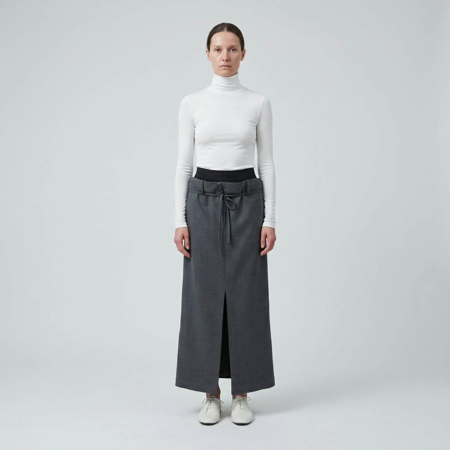 Tailored Grey Midi Skirt