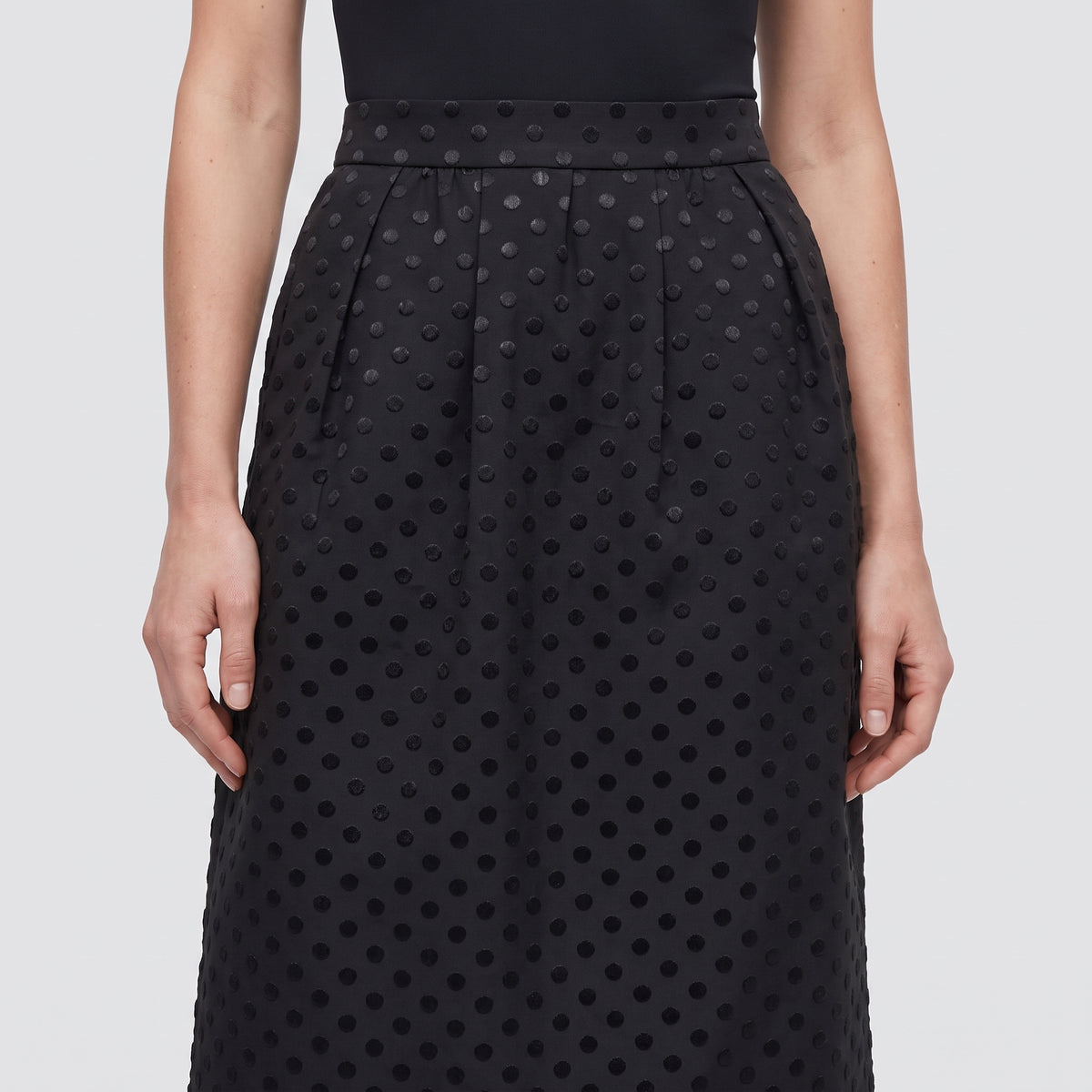 Textured Black Midi Skirt