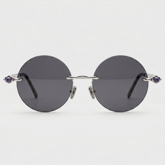 Round Rimless Metal Sunglasses