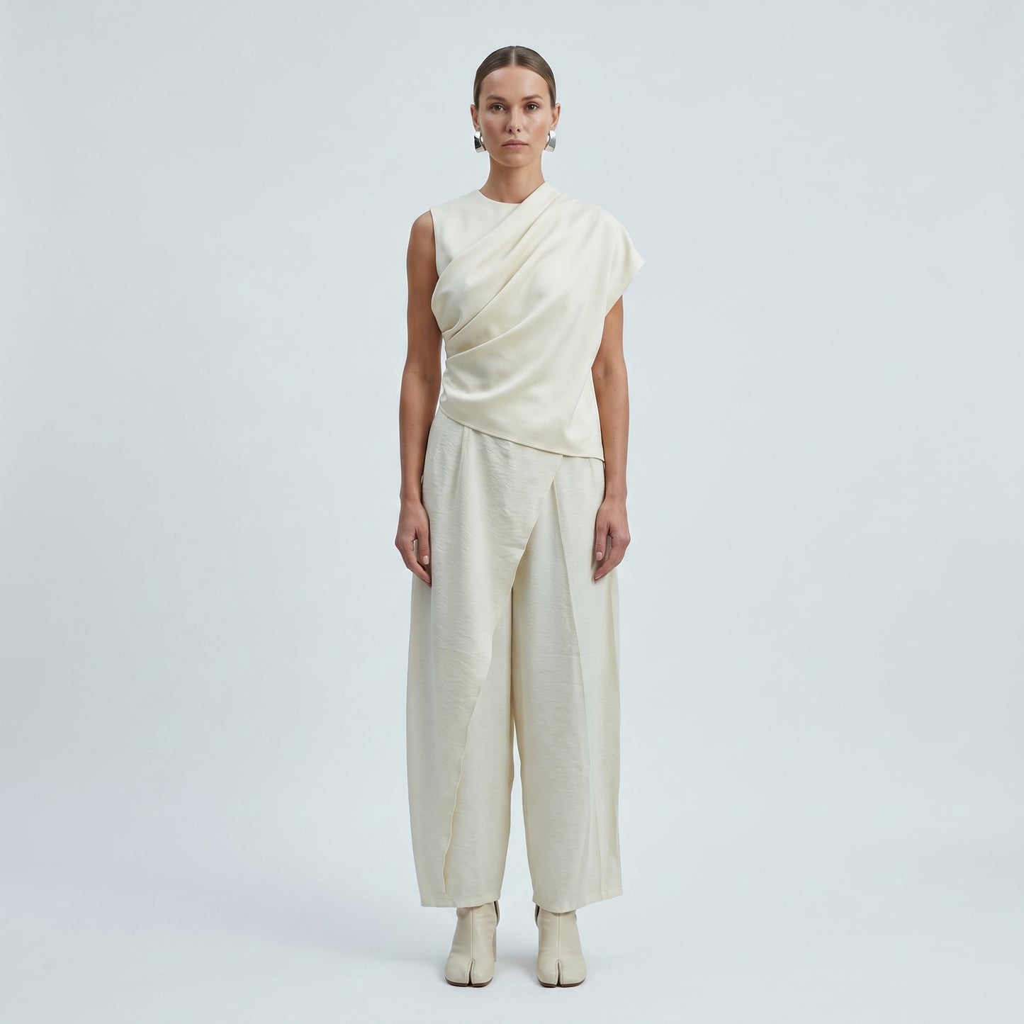 Minimalist High-Waisted Wrap Trousers