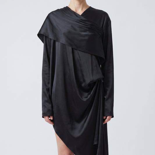 Draped Asymmetric Silk Blouse